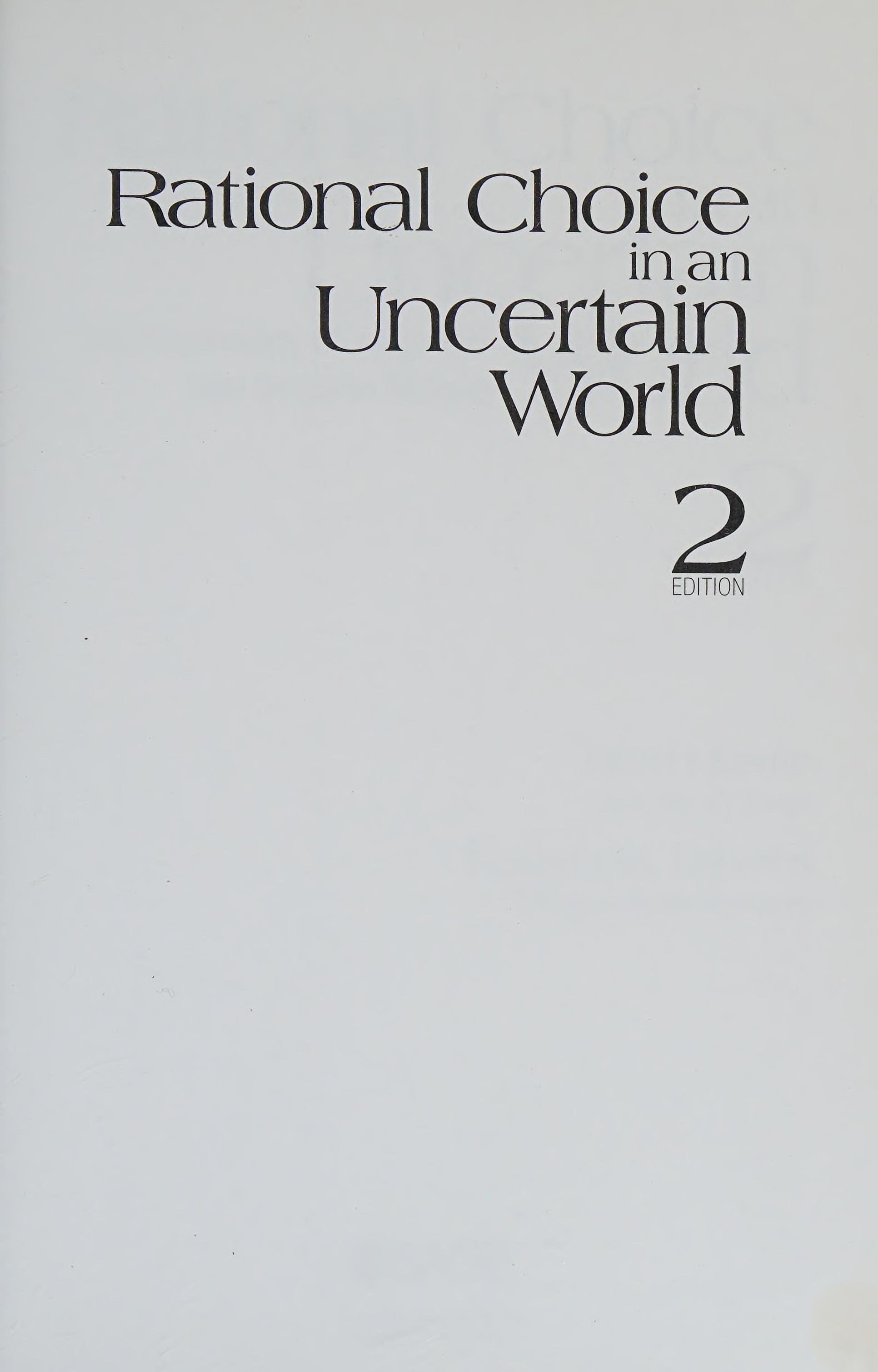 Rational Choice in an Uncertain World book cover